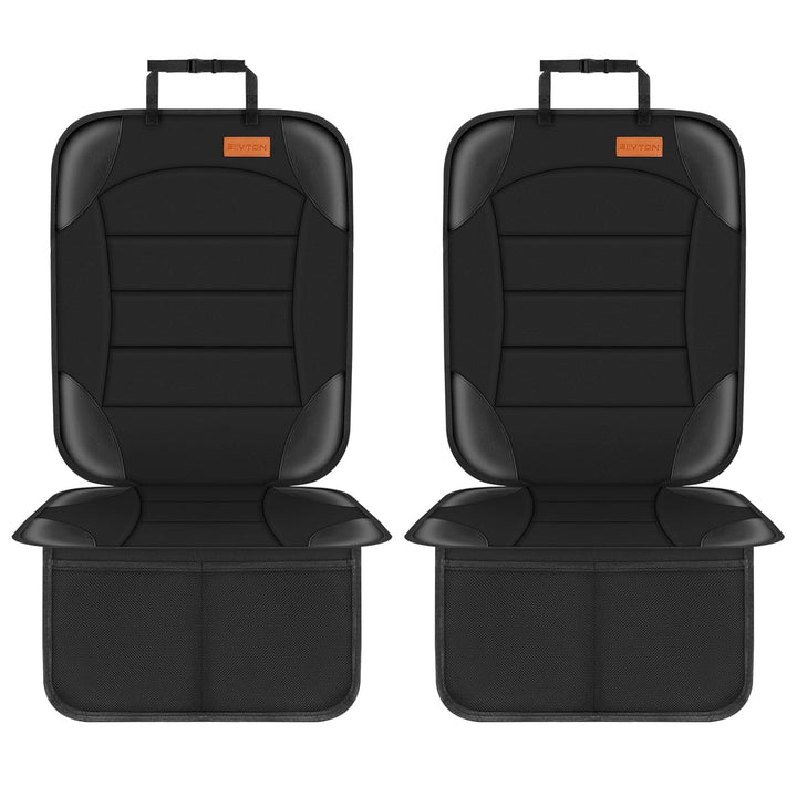 Car Seat Protector for Child Car Seat,Waterproof Car Seat Cover for Leather and Fabric Seats, 2 Mesh Pockets, Non-Slip Bottom,Thick Padding Cushion (Black)