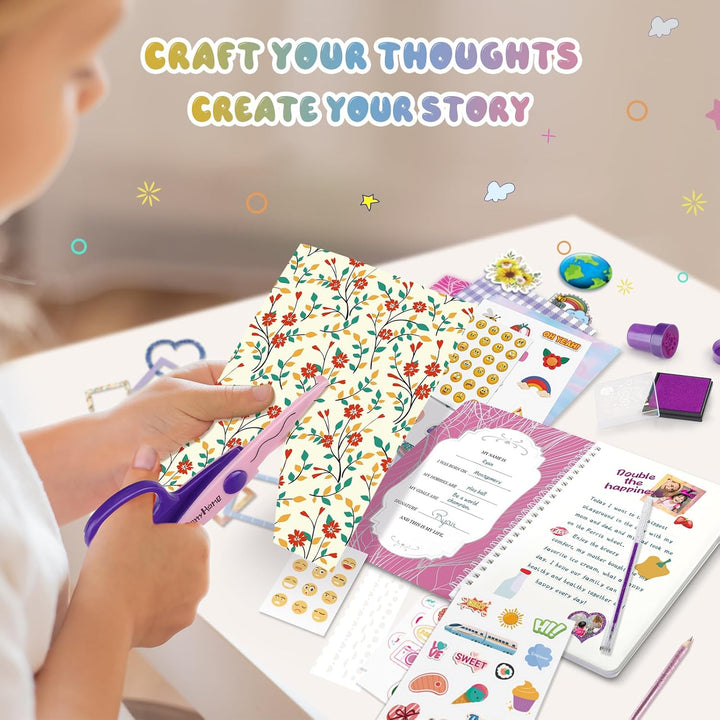 2-Pack DIY Journal Kit for Girls - 200+Pcs Journal Set for Tween & Teen Girls, Journaling Art & Crafts Kits, Ideal Gifts for 8 9 10 11 12 13 14 Year Old Girl, Scrapbook & Diary Supplies Set