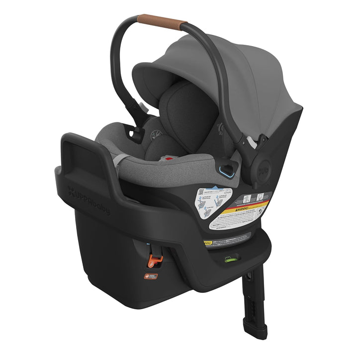 Aria Lightweight Infant Car Seat/Just under 6 Lbs for Easy Portability/Base with Load Leg + Infant Insert Included/Direct Stroller Attachment/Jake (Charcoal/Black Leather)