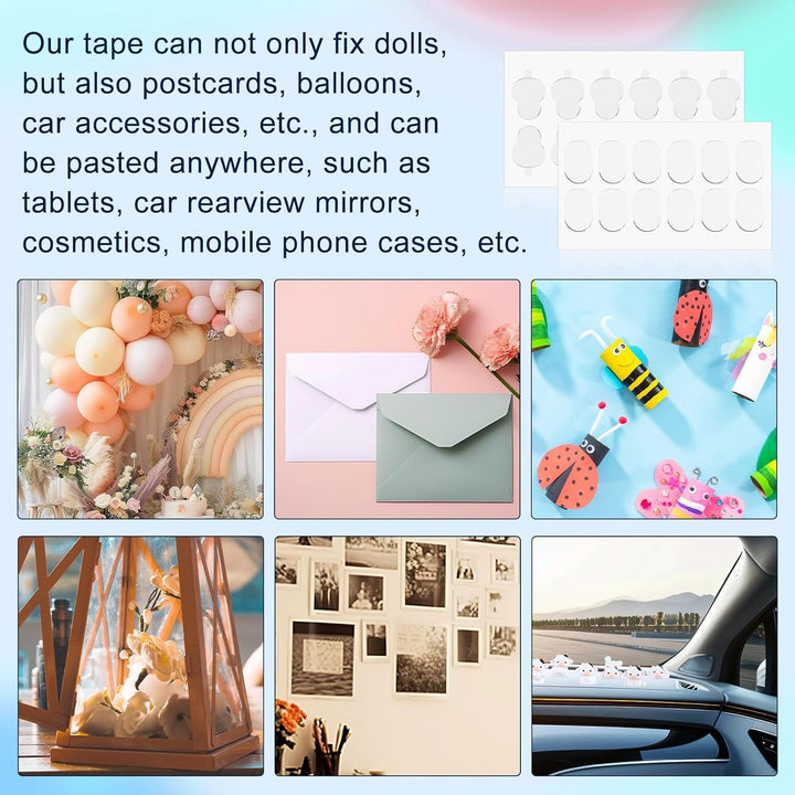 120Pcs Adhesive Tape for Sonny Baby, Angel Hipper Gourd Oval Double Sided Clear Pad Sticker, Mini Figure Waterproof Gel Glue Sticky Putty Dots, Phone Accessories Replacement for Doll Craft Decoration