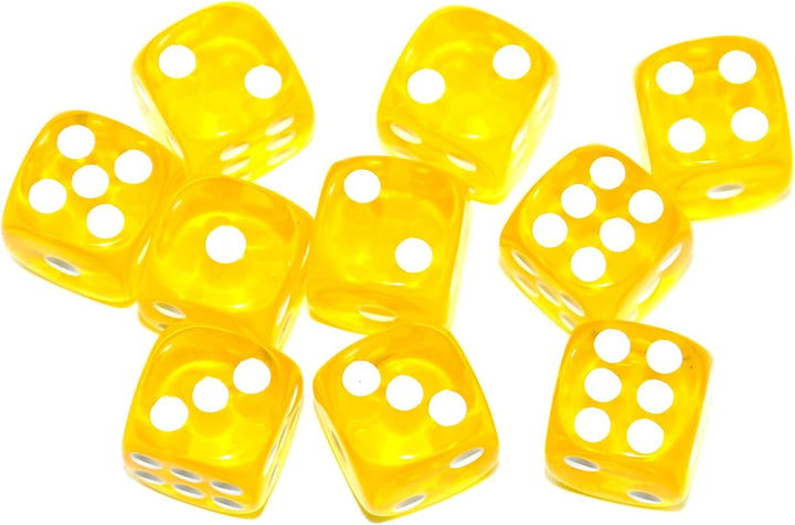 10-Pack D6 Six Sided 16Mm Transparent Dice Die for DND, MTG, RPG, Tenzi, Yahtze, Bunco, Table Borad Games, Math Teaching