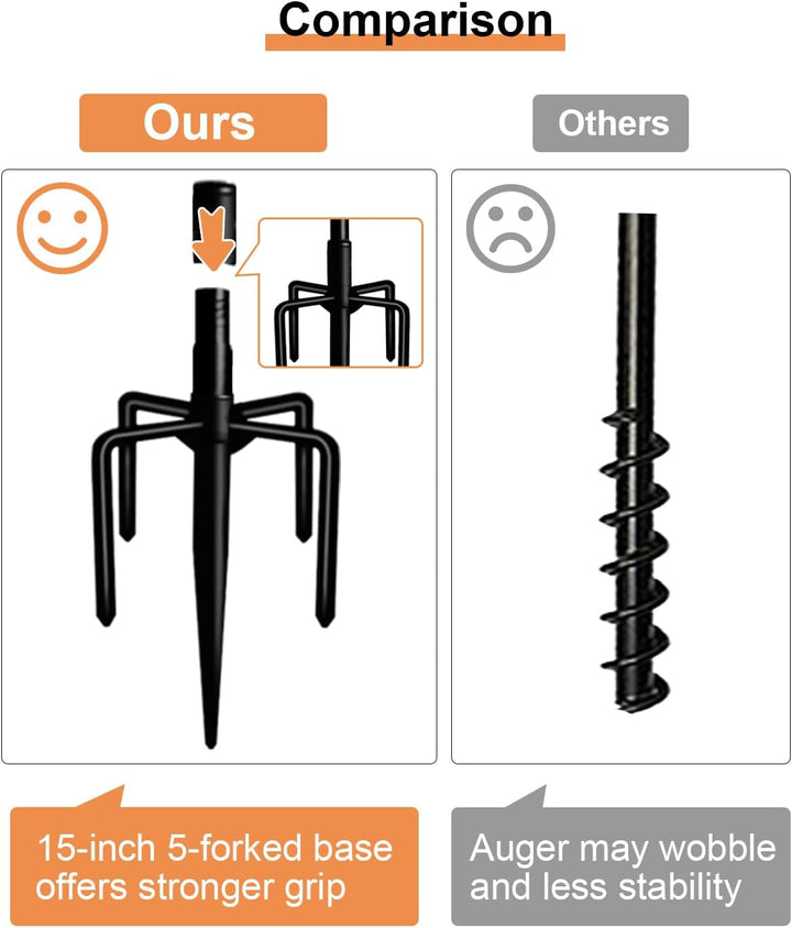 Tetherball Set with Ball & Rope for Outdoor Backyard, Adjustable Tether Ball Pole with Reinforced 5-Prong Base for Playground, outside Ball Games Sports for Kids & Adults, Black