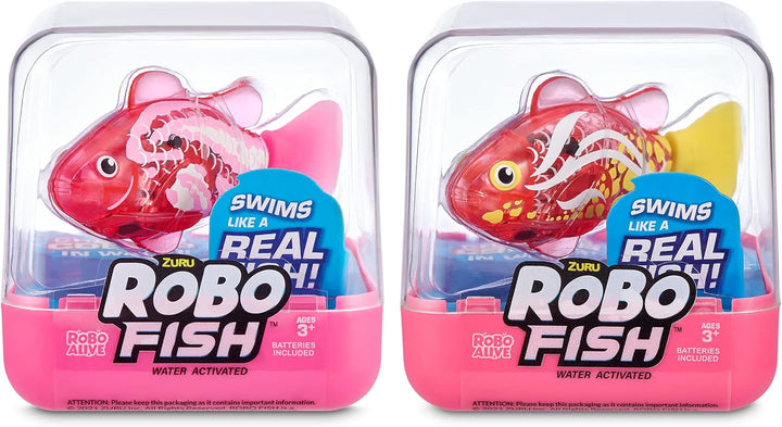 Robo Fish Robotic Swimming Fish (Teal + Orange) by  Water Activated, Changes Color, Comes with Batteries, Amazon Exclusive (2 Pack) Series 3