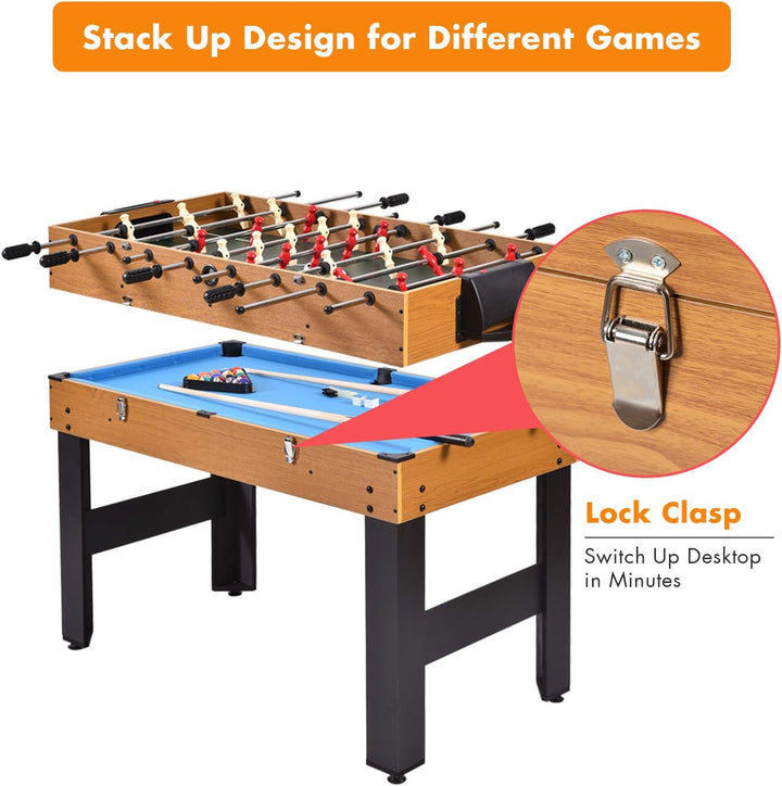 3 in 1 Multi Game Table, 49 Inch with Foosball Hockey & Billiards, Competition Sized Combo Game Table for Home, Game Room, Bar, Party, Club