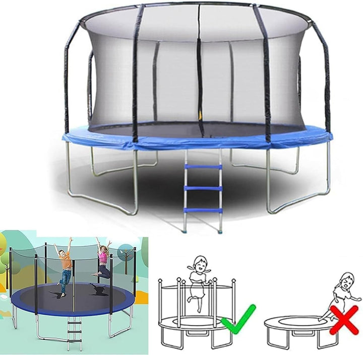 Trampoline Safety Net Replacement, 12FT UV Resistant Trampoline Enclosure Surround Netting with Zippers and Buckles, Fits Most Outdoor Garden round Frames Trampolines Accessories