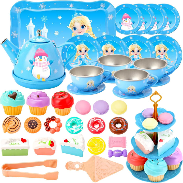 Tea Party Set for Little Girls Toys, Toys for Girls Gifts, Tea Sets for Toddlers 3-5, Pretend Play Kitchen Toy, Birthday Christmas Princess Gifts Toys for 3 4 5 6 7 8+ Year Old Girls