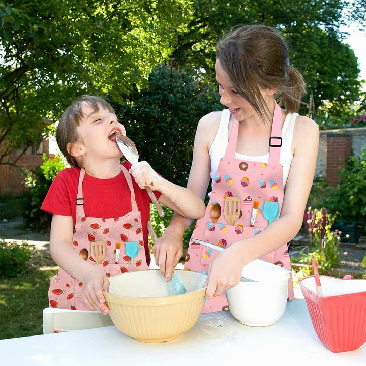 Kids Aprons for Girls Toddler Aprons with Pockets for Kids Cooking Baking Painting Crafting Art Gardening Adjustable