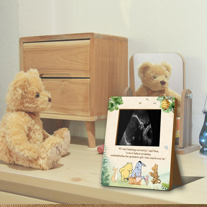 Winnie Pregnancy Milestone Keepsake & Ultrasound Picture Frame - Baby Shower Sign & Decor - Gifts for Gender Reveal