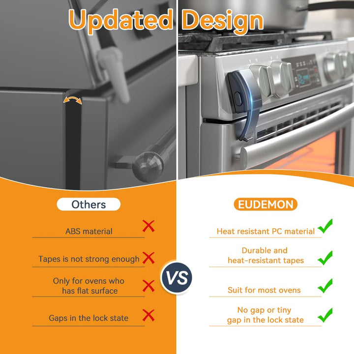 1 Pack Updated Oven Front Lock,Childproof Oven Door Lock, Easy to Install & Use Durable and Heat-Resistant Material No Tools Need or Drill(Black)