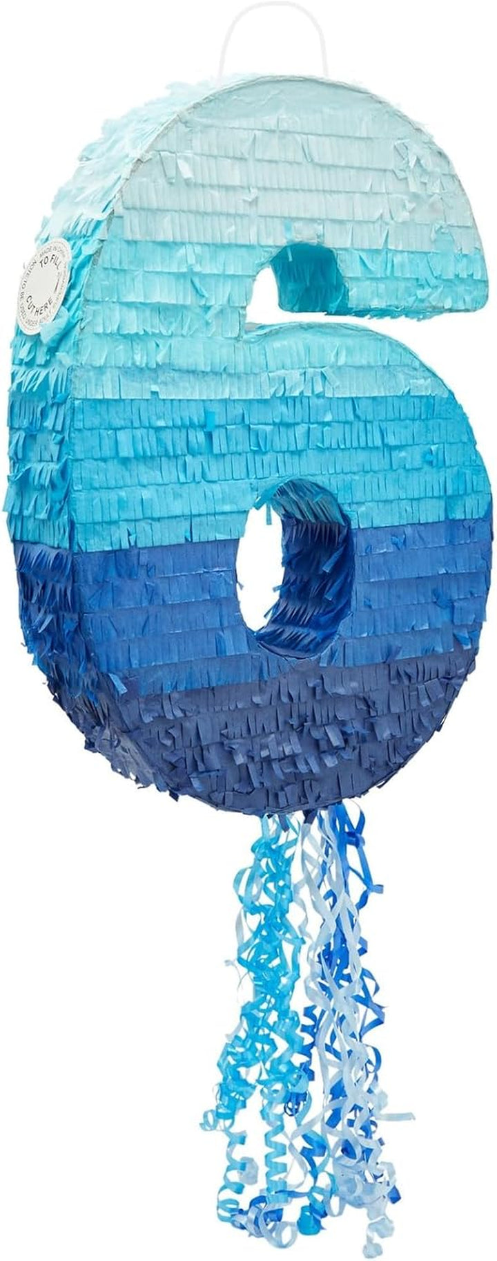 Number 4 Pull String Pinata for Boys 4Th Birthday Party Decorations - Ombre Blue (16.5 X 12 X 3 in 4 Pinata)