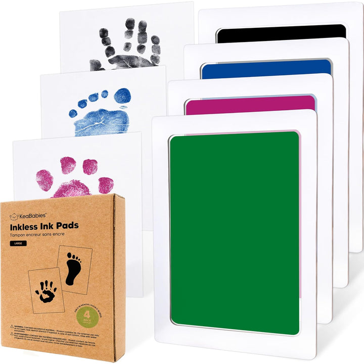 4-Pack Inkless Baby Hand and Footprint Kit - Mess Free Ink Pad for Newborn Keepsake, Dog Nose & Paw Print Kit, Clean Touch Ink Pad for Baby Hand & Footprints, Ideal New Mom Gifts (Jet Black)
