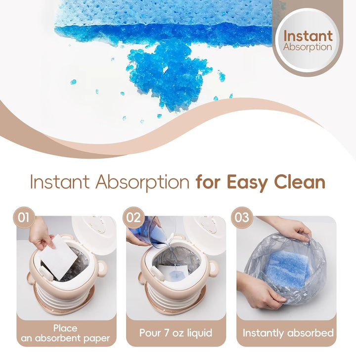 Travel Potty Seat for Toddler，Foldable Car Potty for Toddler, Portable Toilet Seat for Kids with Potty Liners, Absorbent Pads, Portable Potty Seat for Toddler Travel, Camping and Outdoor Use