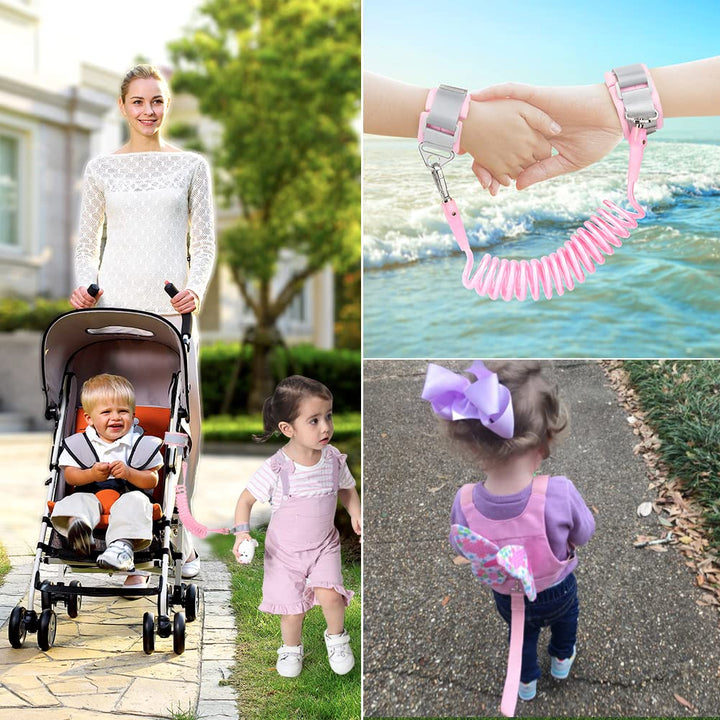 3 in 1 Toddler Harness Leashes + anti Lost Wrist Link, Kids Harness Children Leash for Girls, Child anti Lost Leash Baby Cute Harness Belt Strap Hold Kids Close While Walking