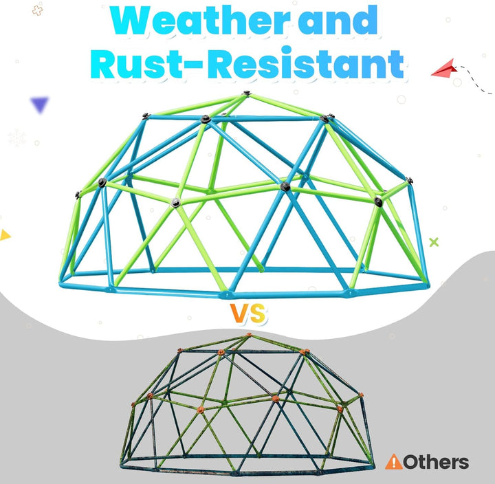 10FT Climbing Dome, Experience Ultimate Fun with the 2025 Upgraded Decagonal Geo Dome Climber - Supports 1000LBS Outdoor Playset and Easy Assembly Play Equipment for Kids (Turquoise, 10FT)