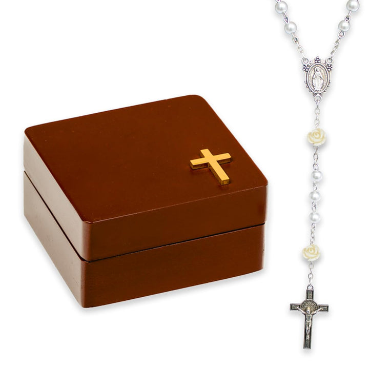 Catholic Baptism Gifts for Boys, Baby Baptism Gifts for Girl, Kids Rosary Beads Catholic, Baby Baptism Gifts Boy, Catholic Rosary for Women, Christening Gifts for Girls (White)