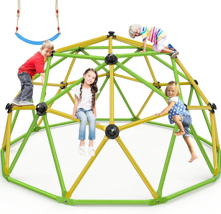 Climbing Dome, 10FT Jungle Gym with Swing for Kids 3 to 10 Outdoor Play Equipment, Supports 800Lbs Toddler Play Set, Anti-Rust & Easy Assembly, Gift for Boys Girls