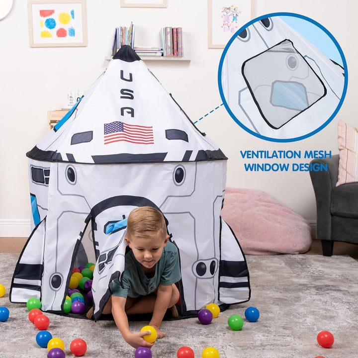 Rocket Ship Play Tent Pop up Play Tent Kids Indoor Outdoor Spaceship Playhouse Tent Set
