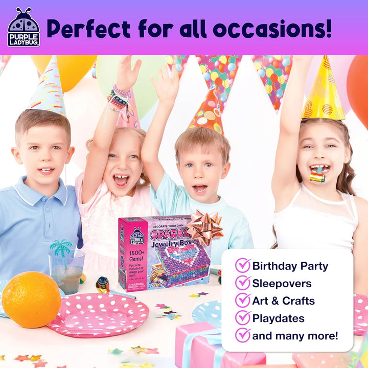 DIY Sparkly Jewelry Box Kit with Gems – Crafts for Girls 8-12, Birthday Gift Idea, Arts and Crafts for Kids 6-8, 8-12, Summer Activities, Fun Toys for Girls