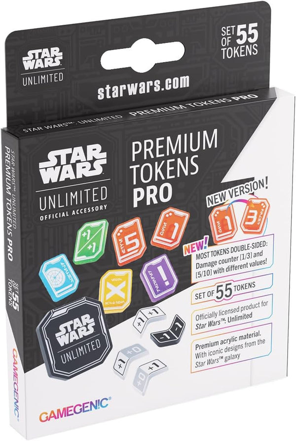 Star Wars: Unlimited Premium Tokens PRO - Enrich Gameplay with Acrylic Double-Sided Token Set, 55 Pieces Including Damage, Shield, and Modifier Counters