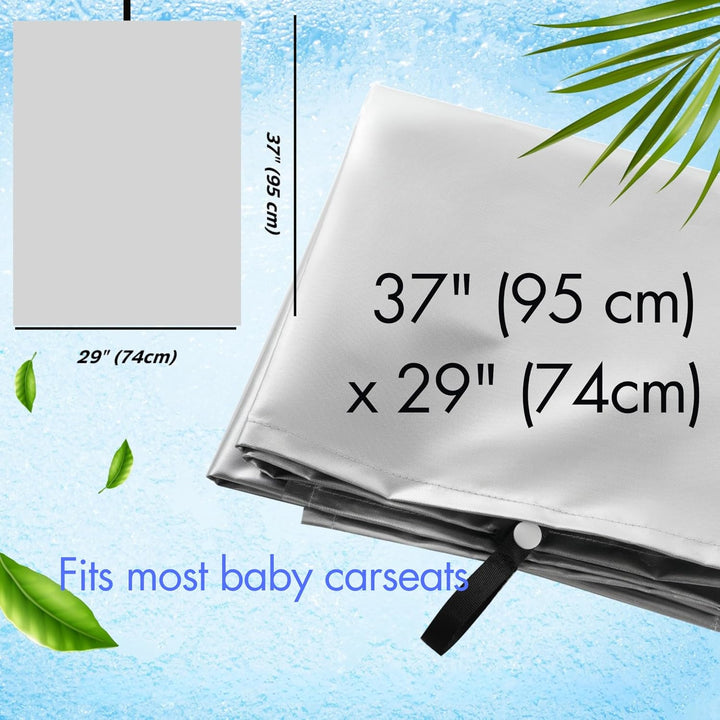 Baby Car Seat Sun Shade Cover with Free Storage Bag Included | Infant Car Seat Heat Protector | UV Protection Cooler Cover | Keeps Toddler Seat Cool in Baby Car | Travel Accessories Silver