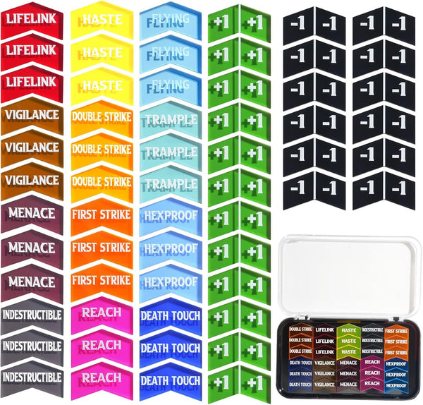 60 PCS MTG Keyword Counters Buff Abilities Counter Tokens with Box for Magic the Gathering, MTG, TCG, Card Games Accessories (Multicolor, 60)