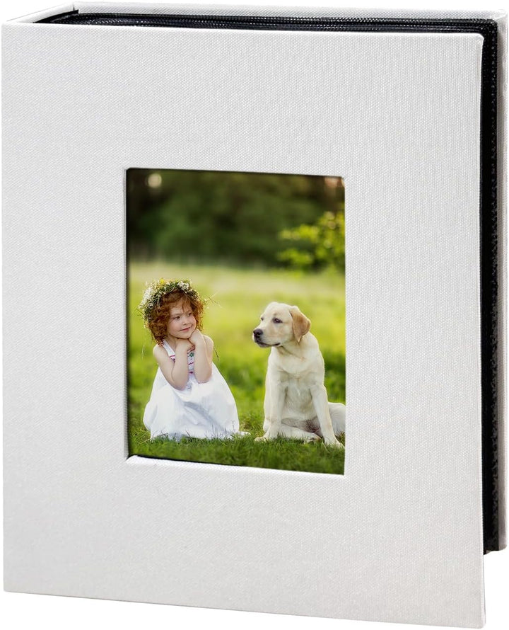 Photo Album 4X6 100 Pockets, Linen Cover Top Loader Vertical, Slip-In Picture Grey Pockets Albums for Wedding, Family, Anniversary, Baby, Vacation
