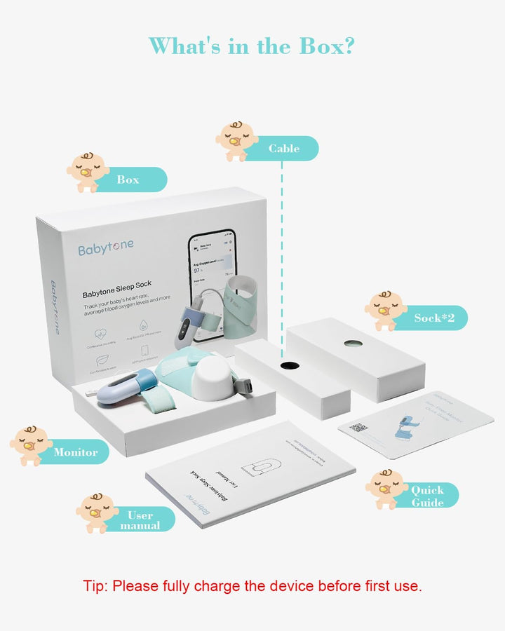 Baby Sleep Sock Monitor, Tracking Heart Rate and Movement for Newborn, Wearable Foot Monitor Smart Sock with Bluetooth and APP, for 0-36 Months Infant