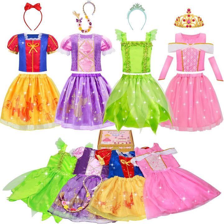 Princess Dress up - Dress up Clothes for Girls with Toys,Christmas Birthday Gift for Toddler Girls 3,4,5,6,7,8 Years