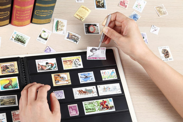 Stamp Collecting Album, 7 Rows Pockets Stamp Book for Collectors, 10 Sheets Stamp Stockbook