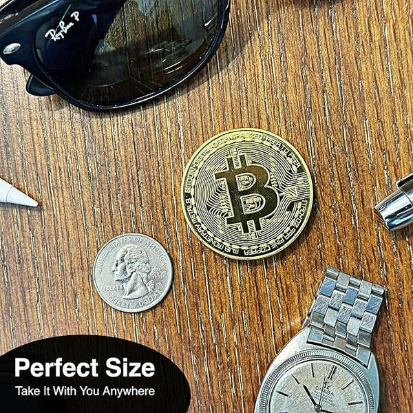 Collector'S Edition Bitcoin Coin - Commemorative Cryptocurrency Collectible in Protective Acrylic Display Case - Perfect for Crypto Enthusiasts, Coin Collectors, and Gifts