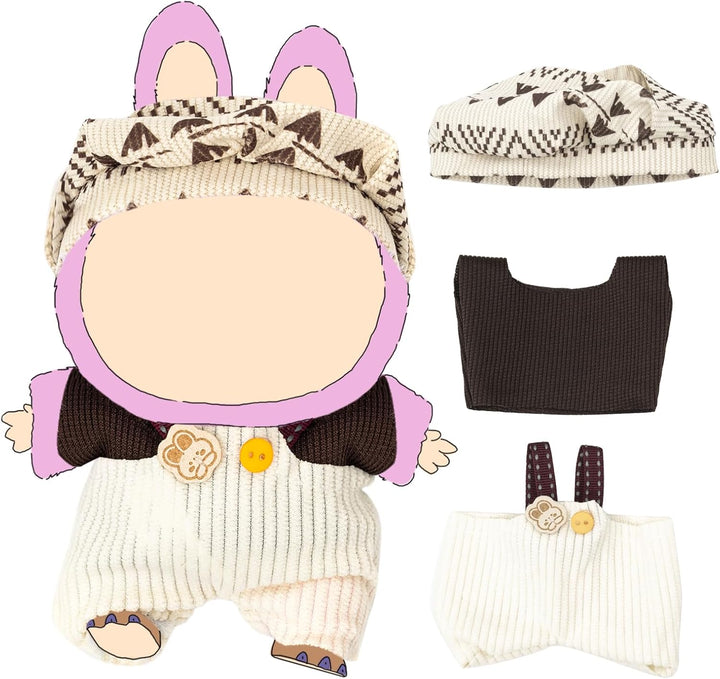 Clothes for Labubu 17Cm Dolls(No Doll) Dolls Outfit for Labubu with Accessories Suit Cute for Lububu Stylish Dress up Set for LA BUBU Patterned Skirt