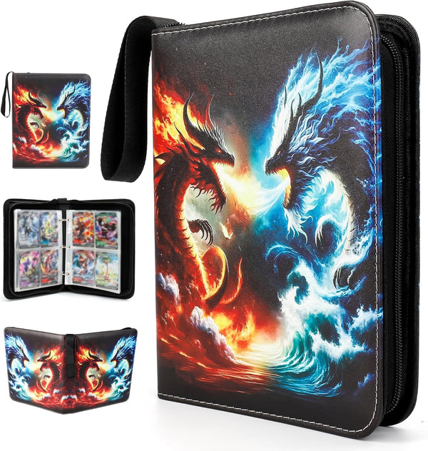 Premium Exo-Tec 4-Pocket Trading Card Binder - 400 Side Loading Pockets for TCG, Board Games & Collectibles - Durable Water-Resistant Card Album with Secure Zip Closure