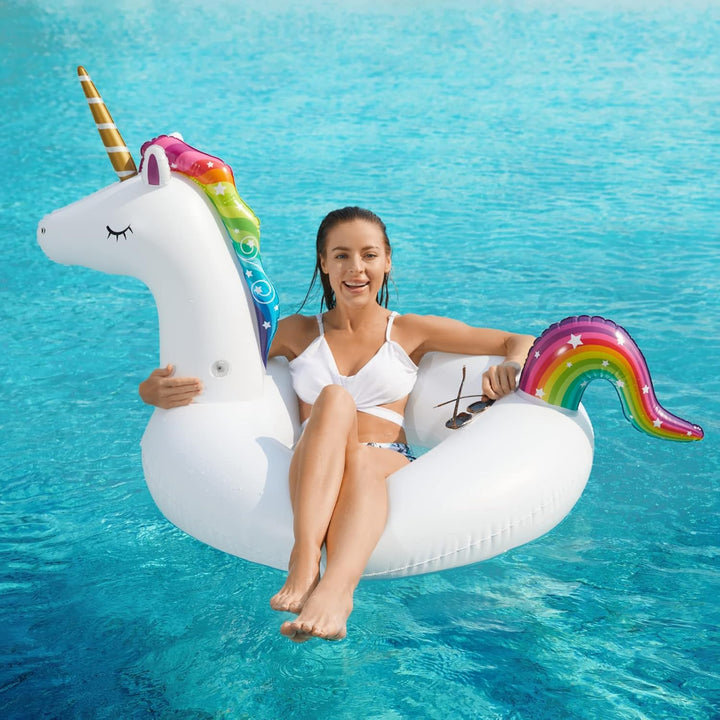 Inflatable Unicorn Flamingo Pool Floats -  2 Pack Pool Floaties Inflatables Rafts for Swimming Pool Tubes for Floating Lake Beach Floaty Swim Rings Pool Party Toys for Adults Kids