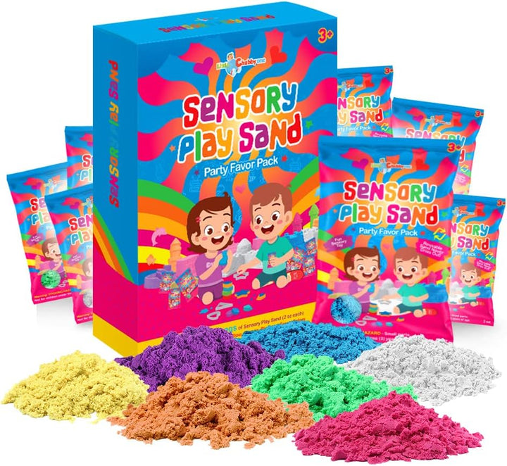 Sensory Play Sand Party Favor Pack Set - 24 Count 2Oz Play Sand Set - Sensory Molding Sand Toy Inspires Creativity & Imagination Use for Goodie Bags & Stocking Stuffers