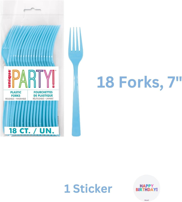 Bluey Birthday Party Supplies Set for 16 Guests - Bluey Plates and Napkins, Forks, Sticker - Birthday Decorations, Party Decorations