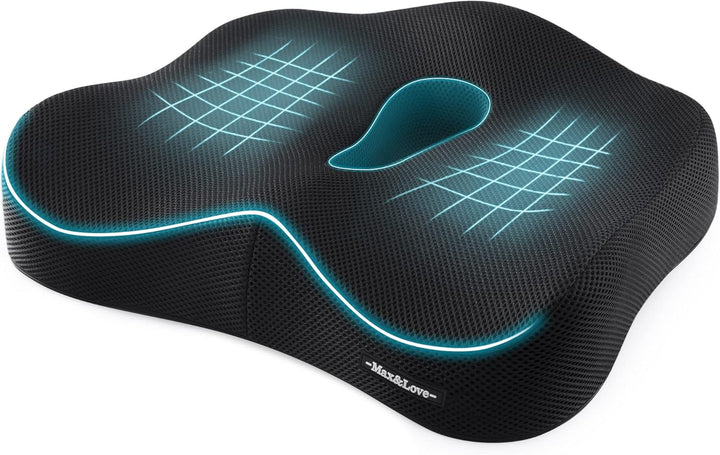 Memory Foam Seat Chair Cushion for Relieves Back Sciatica Pain Tailbone Pain Coccyx Degenerating Disc Orthopedic Osteoarthritis Prostate Cushion Low Back Pain Cushion Hip Shaping (Dark Gray)