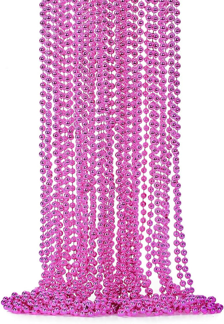 Mardi Gras Beads, 12PCS Bead Necklace Party Favors, Metallic 6 Kinds of 33" Beaded Necklaces Costumes Stuff, Festival Parade Throw Accessory Sets for Mardi Gras Celebrations Decorations