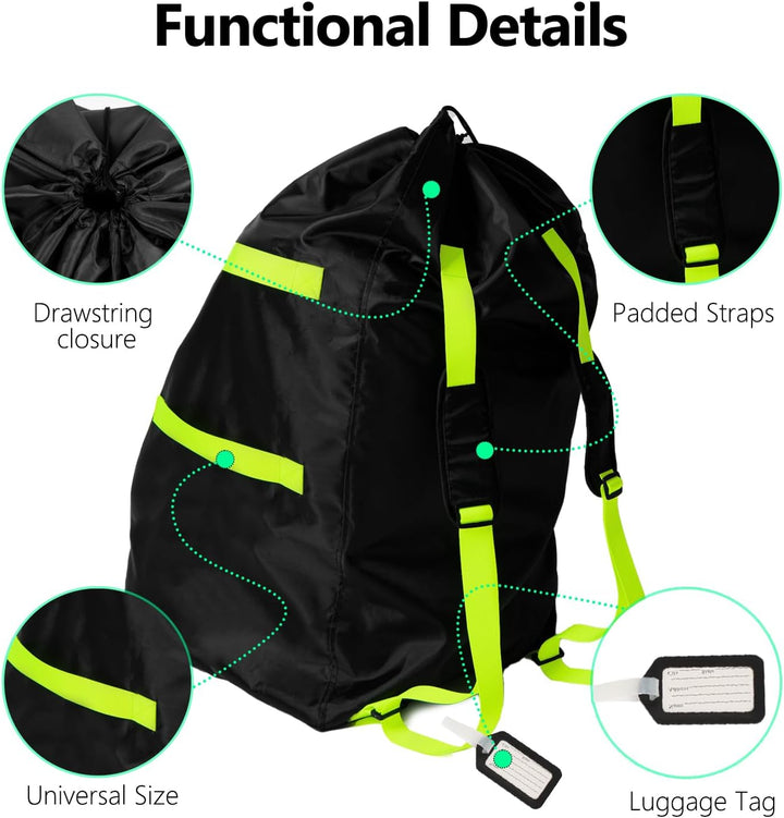 Car Seat Travel Bag for Airplane, Waterproof Wearable with Straps, Large Capacity Padded Car Seat Check Bag, Perfect for Air Travel, Family Vacations, and Parents with Infants