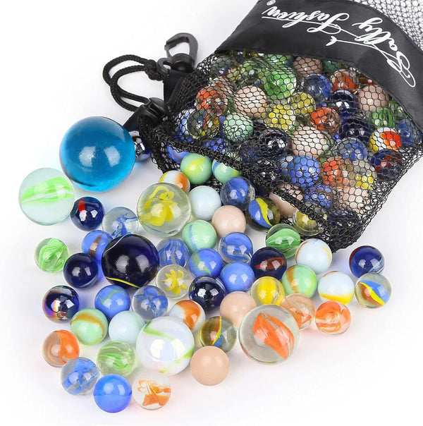 66PCS Glass Marbles for Kids, 3 Sizes Assorted Size Colored Bulk Marbles Toy, DIY and Home Decoration