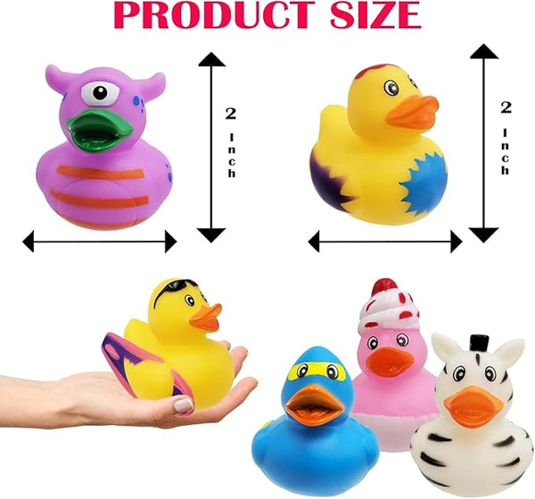 2 Inches Assorted Rubber Ducks in Bulk - 25 Pack - Ducking Jeeps for Kids