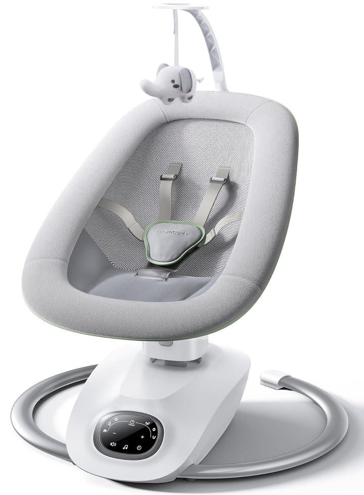 Cocosway 3D-Motion Baby Swing for Infants to Toddlers, 6 Motion Modes & 4 Speeds, 180° Rotating Seat, Remote Control, Reclining Seat with 5-Point Harness, 8 Preset Lullabies, Grey
