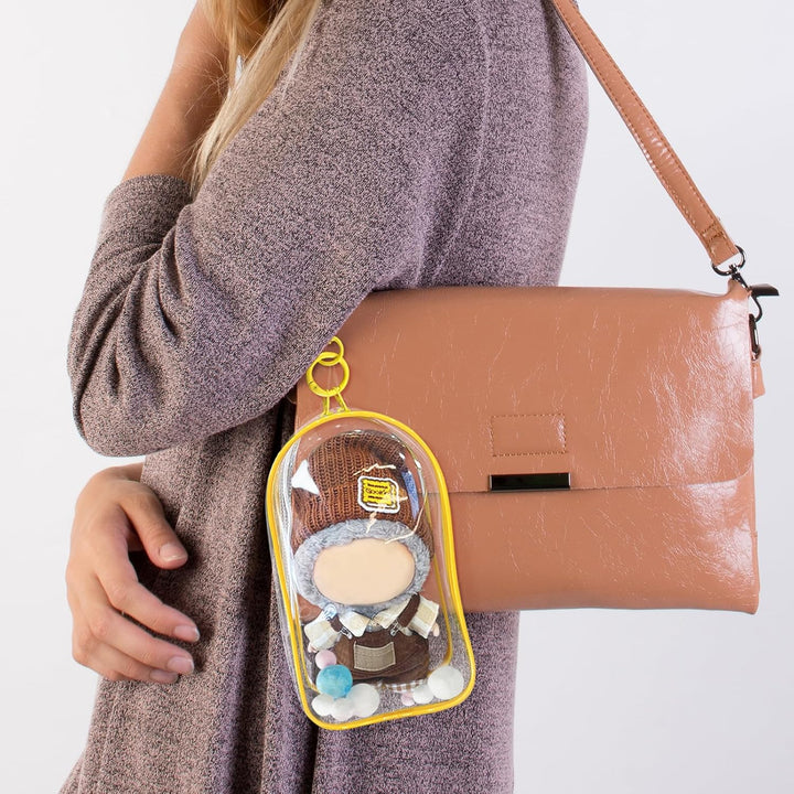 2-Pack Clear Figure Display Bag for 17Cm Dolls – Doll Pouch with Keychain, Portable & Dustproof Carrying Case for Funs Collectibles