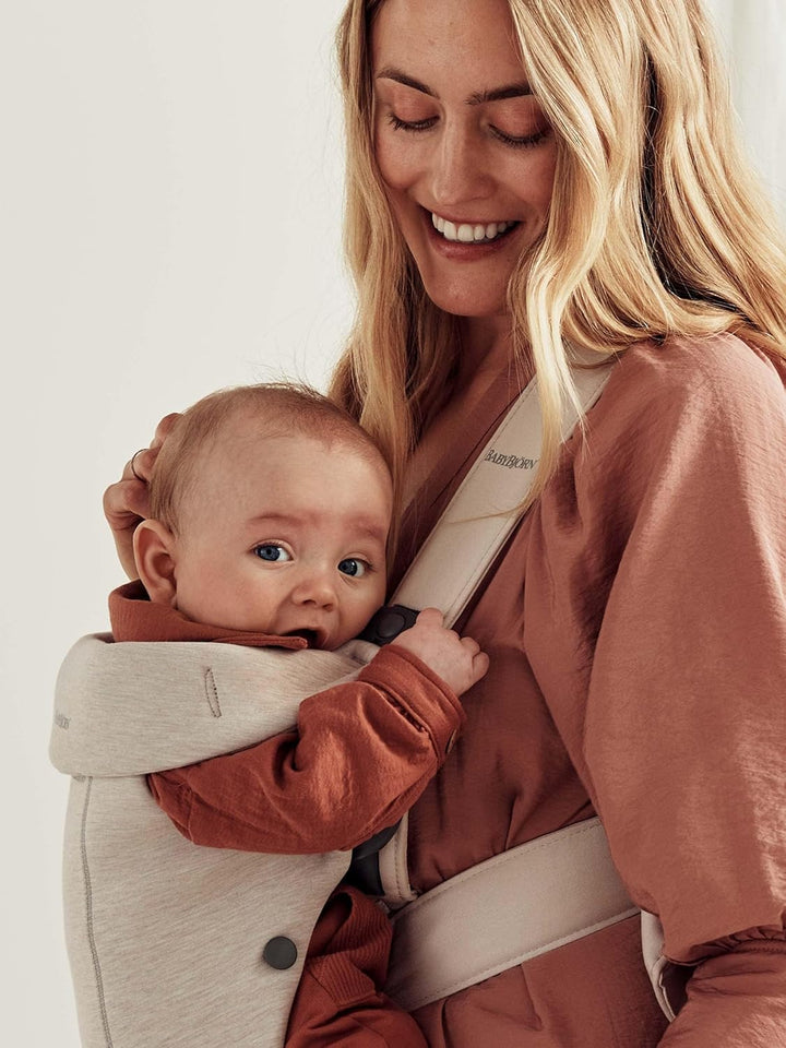Baby Carrier Mini, 3D Jersey, Light Beige | Newborn Carrier (7-25 Lbs), Ergonomic, Easy-To-Use