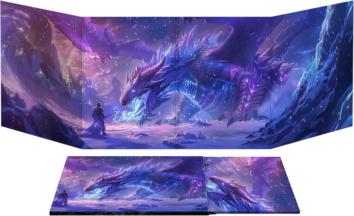 DM Screen 4-Panel Cardboard Game Master Screen with Erasable & Clear Pockets, Gloomy Castle Artwork Game Master Shield Tool for Dungeon Master and RPG Player (Style B)