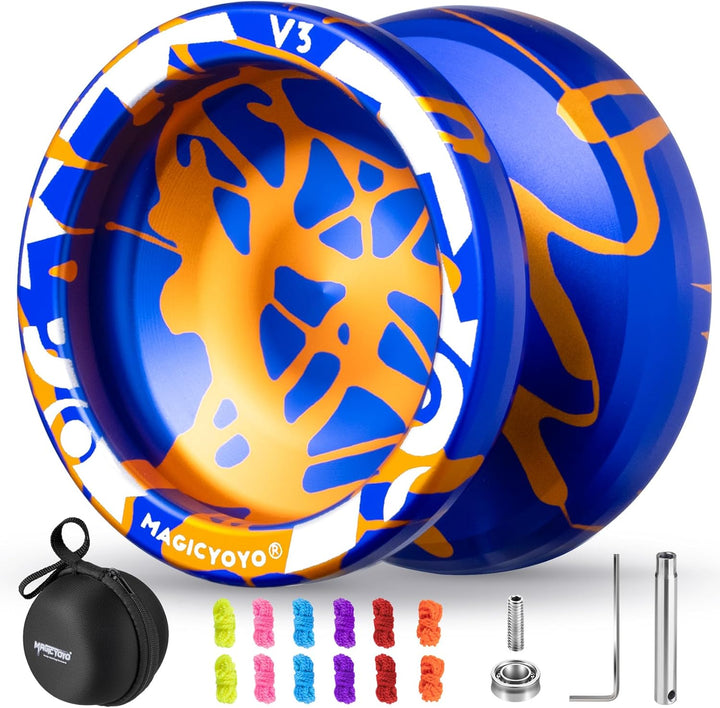 V3 Yoyo for Kids 8-12 or Above, Responsive Yoyo Professional with Dual Function, Professional Trick Yo Yo for Adults with 12 Yo-Yo Strings, KK Bearing, Bearing Puller, Axle,Case Bag -Black