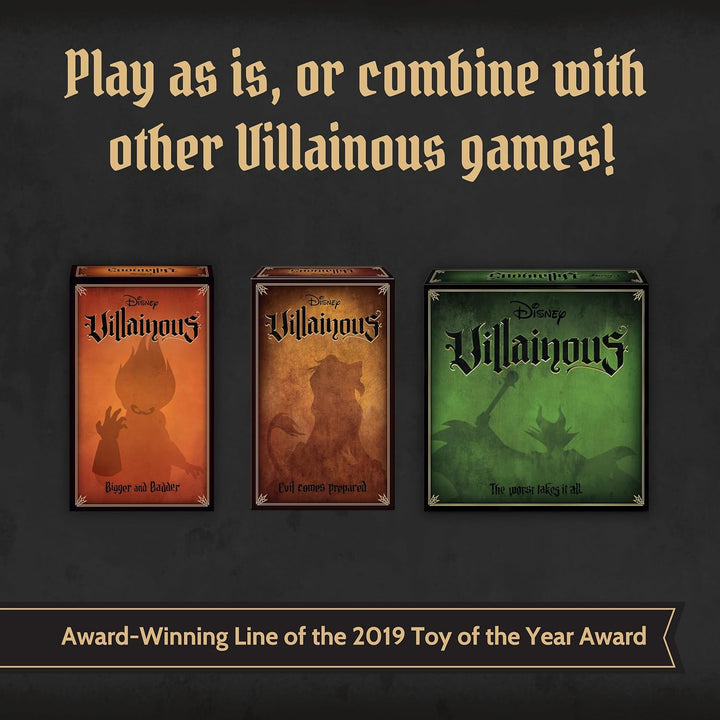 Disney Villainous - Introduction to Evil Strategy Board Game - Compatible with Other Villainous Games - Be Maleficent, Prince John, Ursula or Captain Hook - Award Winning Line - Ages 10+