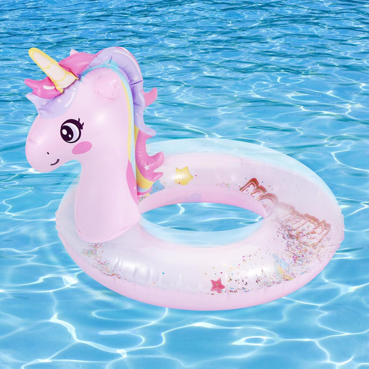 Inflatable Swimming Rings, Pool Floats Swim Tubes Rings round Shape Cute Cartoon Design Beach Water Lounge Inflatable Raft Party Supplies for Kids