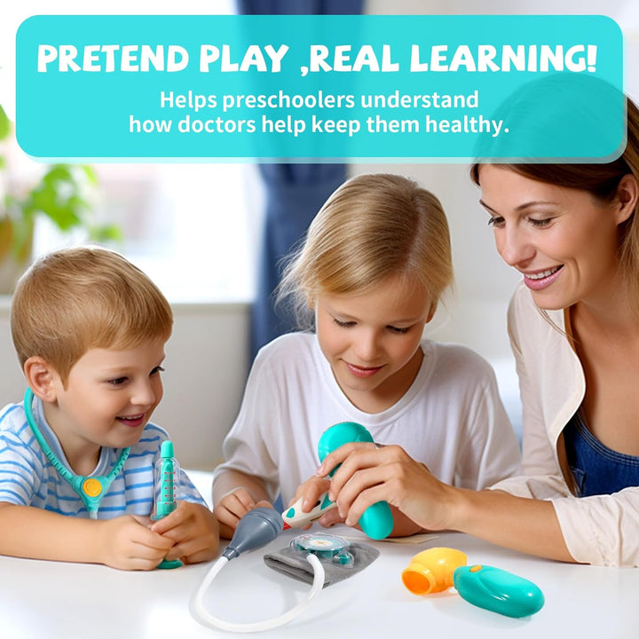 Doctor Kit for Toddlers 3-5 - Preschool Pretend Play Medical Kit with Stethoscope, Blood Pressure Cuff and Carrying Bag- Dress up Toys for Kids Ages 3+ Years