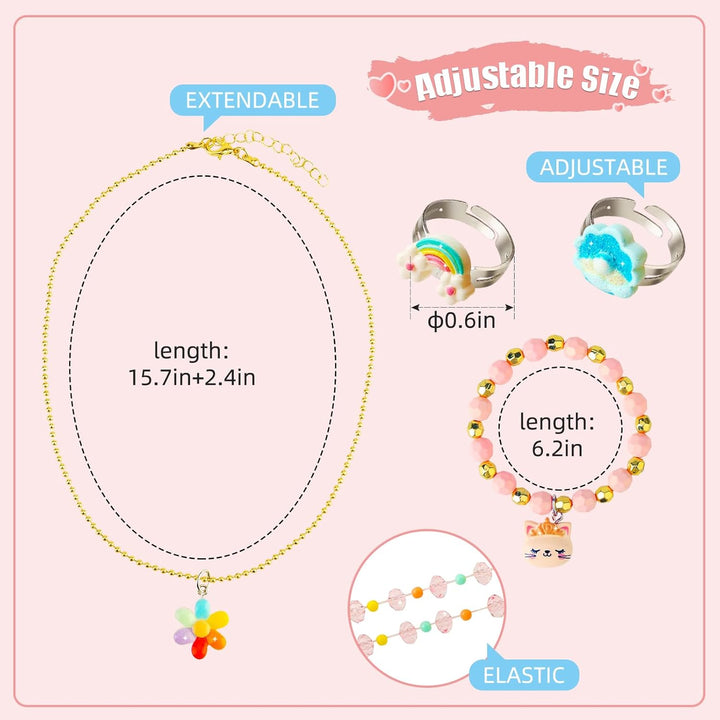 Little Girl Jewelry Set, Princess Jewelry for Toddler Girls 4-6 3-5, Gifts for 5 Year Old Girls Toys, Kids Play Necklaces Rings Bracelets 6-8, Mermaid Costume Dress up Jewelry 3 4 6 7 + Childrens Gift