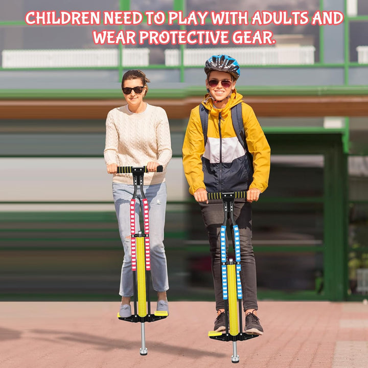 2 Pcs Pogo Stick, Suitable for 80-160 Lbs, Soft Foam Jump Stick, Easy Grip Handles, for Beginners Teens Adults Outdoor Exercise Body Balance Keep Healthy(Blue, Red)